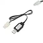 Cable de carga USB con conector Tamiya para baterías de 7,2 V, entre otros, para vehículos RC, aviones, aviones, drones, excavadoras, coches, tanques, barcos y otros modelos teledirigidos por