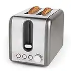 Progress EK4765P Lunar 2 Slice Toaster, Defrost, Reheat and Cancel Functions, 6 Levels of Browning, Wide Toasting Slots, Removable Crumb Tray, 1050 W, Stainless Steel, Silver