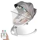 Puluomis Electric Baby Bouncer with Remote Control, Baby Swing Chair Electric for Infant Newborn with Music and Canopy Toys, Bluetooth Enabled Automatic Lightweight Cradle Crib Bed, Grey