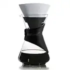 Finum BLOOM AND FLOW – Cafetière avec carafe en verre, machine à café, cafetière manuelle, préparateur de café, cafetière à filtre, Pour Over, machine à café en verre avec filtre, sans BPA – noir