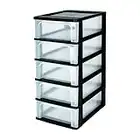 Iris Ohyama, Torre di stoccaggio , organizzatore, 5 cassetti da 7 L, formato A4, cassetti trasparenti, ufficio, soggiorno - Organizer Chest OCH-2005 - Nero