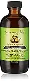 Sunny Isle Jamaican Black Castor Oil - Aceite de ricino negro jamaicano infundido con aceite de semilla de cáñamo, 118,30 ml