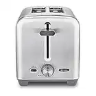 BELLA Stainless Steel 2 Slice Toaster with Extra Wide Slots & Removable Crumb Tray - 6 Browning Options, Auto Shut Off & Reheat Function - Toast Bread, Bagel & Waffle