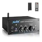 Amplificateur Hi-FI Bluetooth 2 x 100 W, Moukey Récepteur d'amplificateur de Puissance Audio stéréo 5.0, 2 canaux Classe D avec télécommande/Alimentation pour Haut-parleurs passifs, TV, DVD-MAMP4