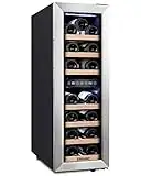 Kalamera Wine Fridge, 300mm Wine Cooler Fridge 2 Zones, Temperature Range 5-10°C/10-18°C, 19 bottles, 75L, KRC-75BSS