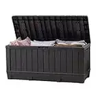 Keter Kentwood 92 Gallon Resin Deck Box-Organization and Storage for Patio Furniture Outdoor Cushions, Throw Pillows, Garden Tools and Pool Toys, Graphite
