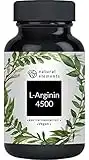 L-Arginin - 365 vegane Kapseln - 4500mg pflanzliches L-Arginin HCL pro Tagesdosis (= 3750mg reines L-Arginin) - Laborgeprüft, hochdosiert, vegan