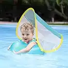 Free Swimming Baby Inflatable Baby Swim Float with Sun Canopy Size Improved Infant Pool Floaties Swimming Pool Toys for The Age of 3-72 Months(Blue, L)