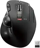 Elecom EX-G Ratón Trackball, control de pulgar, inalámbrico de 2.4 GHz, diseño ergonómico esculpido, función de 5 botones con seguimiento suave, diseño ergonómico, Windows11, macOS (M-XT2DRBK)