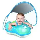 LAYCOL Baby Swimming Float Inflatable Baby Pool Float Ring Newest with Sun Protection Canopy,add Tail no flip Over for Age of 0-3 Years