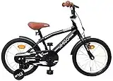 Amigo BMX Fun - Kinderfahrrad für Jungen - 16 zoll - mit Handbremse, Rücktritt, Lenkerpolster und Stützräder - ab 4-6 Jahre - Schwarz