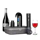 ATIYAMA Coffret cadeau de vin électrique - Verseur de vin - Distributeur automatique de vin avec décapsuleur électrique - Bouchon à vin sous vide - Coupe-film USB rechargeable - Noir, (WG21)