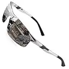 PUKCLAR - Gafas de sol deportivas polarizadas para hombres y mujeres, gafas de sol para conductores, Al-Mg, metal rectangular, montura Cat 3 CE