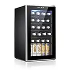 Antarctic Star 24 Bottle Wine Cooler/Cabinet Beverage Refrigerator Small Mini Wine Cellar Beer Soda Clear Glass Door Bar Fridge Quiet Operation Compressor Adjust Temp Control Freestanding