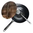 Souped Up Recipes Carbon Steel Wok for Electric, Induction and Gas Stoves (Lid, Spatula and User Guide Video Included)