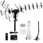 [Newest 2020] Five Star Outdoor Digital Amplified HDTV Antenna - up to 200 Mile Long Range,Directional 360 Degree Rotation,HD 4K 1080P FM Radio, Supports 5 TVs Plus Installation Kit and Mounting Pole