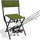 LEADALLWAY Fishing Chair with Rod Holder Portable Folding Camping Stool Small Chair