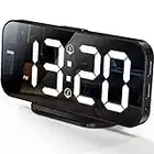 Digital Alarm Clocks, LED Mirror Electronic Clock, Snooze Mode, 12/24H, Auto Adjust Brightness, Modern Desk & Wall Clocks for Bedroom Living Room Office - Black