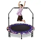 36-Inch Trampoline for Kids Mini Trampoline with Adjustable Handle and Safety Padded Cover Foldable Toddler Trampoline Indoor & Outdoor Rebounder Trampoline for Kids Play and Exercise