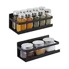 KES Magnetic Spice Rack Organizer Wall Mount Seasoning Organizer 2 Pack Matte Black Spice Organizer for Refrigerator, KRR503-BK-P2