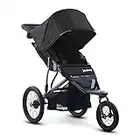 Joovy Zoom360 Ultralight Jogging Stroller Featuring High Child Seat, Shock-Absorbing Suspension, Extra-Large Air-Filled Tires, Parent Organizer, Air Pump, and Easy One-Hand Fold (Black)