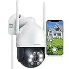 Jennov Caméra Surveillance WiFi Extérieure sans Fil, 2K Caméra de Sécurité Extérieure Pan/Tilt Vue à 360° avec Vision Nocturne, Détection de Mouvement, Sirène et Alarme Lumineuse, 24/7 Enregistrement