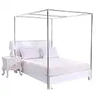 HOXMOMA Cadre de moustiquaire, Poteau de Rideau de lit en Acier Inoxydable, Poteau à baldaquin de 4 Lits d'angle, Support de moustiquaire, Convient pour Tous Les Lits, Argent,25mm,1.5×2m Bed