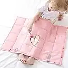 Joyching Weighted Lap Pad for Kids Adult Pet 20x 30 inches 3lbs, Back and Shoulder Soft Cooling Small Heavy Throw Blanket with Glass Beads-Pink Heart
