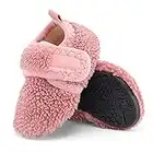 LACOFIA Toddler Girls Sock Slippers Kids Winter Warm Fleece House Shoes Children Anti-Slip Home Slippers Pink 5/5.5