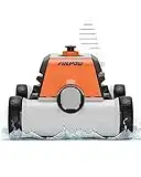 (2023 New) FIILPOW Cordless Robotic Pool Cleaner, Automatic Pool Vacuum with Auto-Docking Technology, Rechargeable, Lightweight, 90 Mins Running Time for Above-Ground Pools Up to 800 Sq.ft, Orange