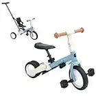 Olmitos Gyro Tricycle évolutif 5-en-1 pour Enfants de 1 à 5 Ans Adaptable et modulable avec ou sans pédales (Bleu)