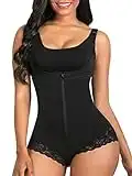 SHAPERX Women Shapewear Tummy Control Fajas Colombianas Body Shaper Zipper Open Bust Bodysuit, SZ7200-Black-New-2XL