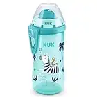 NUK Biberón de aprendizaje Flexi Cup con pajita suave | efecto camaleón | 300 ml | 12+ meses | a prueba de fugas | sin BPA | cebra (azul) | 1 pieza (1 paquete)