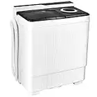 Giantex Washing Machine Semi-automatic, Twin Tub Washer with Spin Dryer, 26lbs Capacity, Built-in Drain Pump, Portable Laundry Washer, Compact Washing Machine for Apartment, Dorm and RV’s (White+Gray)