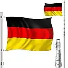 KESSER® Teleskop Fahnenmast Aluminium 6,30m Bodenhülse 60cm inkl Deutschlandfahne Höhenverstellbar Flaggenmast Mast Deutschland Flagge Alu (Silber)