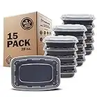 Freshware Meal Prep Containers [15 Pack] 1 Compartment Food Storage Containers with Lids, Bento Box, BPA Free, Stackable, Microwave/Dishwasher/Freezer Safe (28 oz)