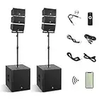 RECK CLUB-8000 18-inch 8000W P.M.P.O Stereo DJ/Powered PA Speaker System Combo Set 6 Line Array Speakers and Two 18 inch Subwoofers with Bluetooth/USB/SD Card/Remote Control