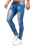 BOLF Hombre Pantalón Vaquero Cargo Jogger Denim Jeans Pantalón de Mezclilla Sombreado Skinny Vaqueros de Algodón Tejano Regular Fit Outdoor Estilo Diario MP00532BS Azul Oscuro XL [6F6]