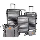 Luggage Set 3 Pieces (20/24/28) -Suitcase Set - Carry on Luggage with Wheels - Check-in Luggage - PC + ABS Durable Suitcase Rotating Silent Wheels (Hardside Luggage with Spinner Wheels, Charcoal)