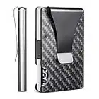 Yinuoday Carbon Fiber Card Holder for Men Metal Money Clip Wallet RFID Blocking Slim Credit Card Holder for Carrying Business Card