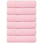 Oakias 6 Pack Small Cotton Towels Pink – 22 x 44 Inches 500 GSM – Hotel, Pool & Gym Towels – Highly Absorbent