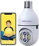 Light Bulb Camera Outdoor Wifi,10X Zoom Security Cameras Wireless Outdoor Light Bulb Security Camera,Sound & Light Alarm,Color Night Vision,Motion Tracking,Two-Way Audio,2.4G WiFi,PTZ Camera for Home Security