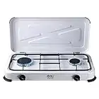 NJ-02 Camping Gas Stove - Portable Double Burner LPG Gas Hob Cooker with Lid for Outdoor 3.4kW