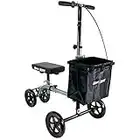 KneeRover Ultra Knee Walker - Lightweight Economy Steerable Knee Scooter Crutches Alternative with Basket in Platinum Gray