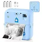Instant Print Camera for Kids,Zero-Ink Thermal Printing Kids Camera with Viewfinder,3 Rolls Paper Film,Classic App,Compatible with iOS & Android,Blue