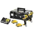 DEWALT DCK2110L2T-QW - KIT 12V sin escobillas = DCD701 Taladro Atornillador XR + DCF801 Atornillador Impacto XR + Maletín TSTAK II con 2 baterías Li-Ion 3Ah