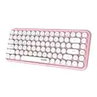 Clavier Bluetooth sans Fil, Joli Clavier Compact à 84 Touches, Technologie de Connexion Bluetooth sans Fil 2,4 GHz, Clavier ABS Rond Rond, Panneau Mat, Design Ergonomique, pour PC Ordinateur (Rose)