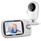 TakTark Vigilabebes con Camara Inalámbrico Monitor para Bebés Camara Vigilancia Bebe Inteligente con LCD 3.2'' y Cámara Visión Nocturna, Función de Vigilancia de la Temperatura