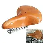 Selle de vélo vintage, siège de vélo en cuir PU avec système d'absorption des chocs à ressort et surface large, coussin de selle de vélo universel