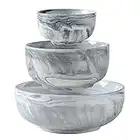 Yundu Grey Marble Serving Bowl Sets - Ceramic Mixing Bowl 14-28-56 Ounces - Various Size Bowl Set of 3